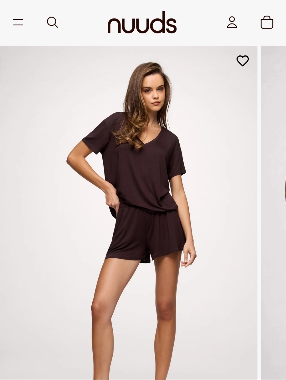 nuuds Pajama Shorts Bottoms in Espresso Brown